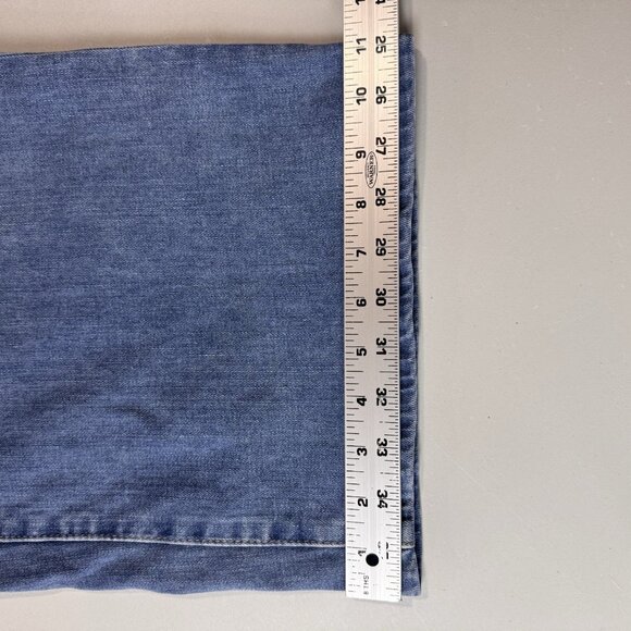 Soft Surroundings Jeans Womens 14 Blue Wide Leg Crop High Rise Medium Wash Denim - Picture 9 of 10